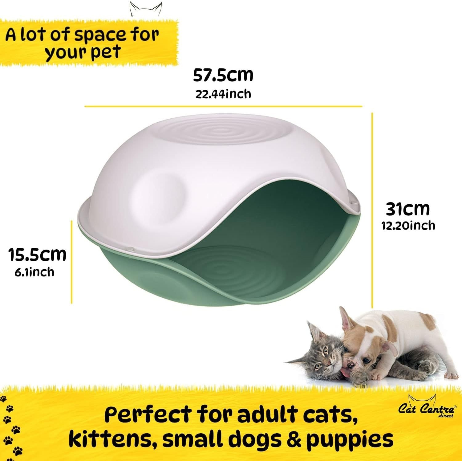 Outdoor Plastic Pet House Bed Weatherproof Dog Cat Shelter w Cushion