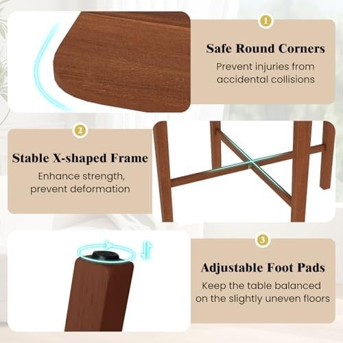 Folding Drop Leaf Dining Table for Small Spaces with Rubber Wood Legs