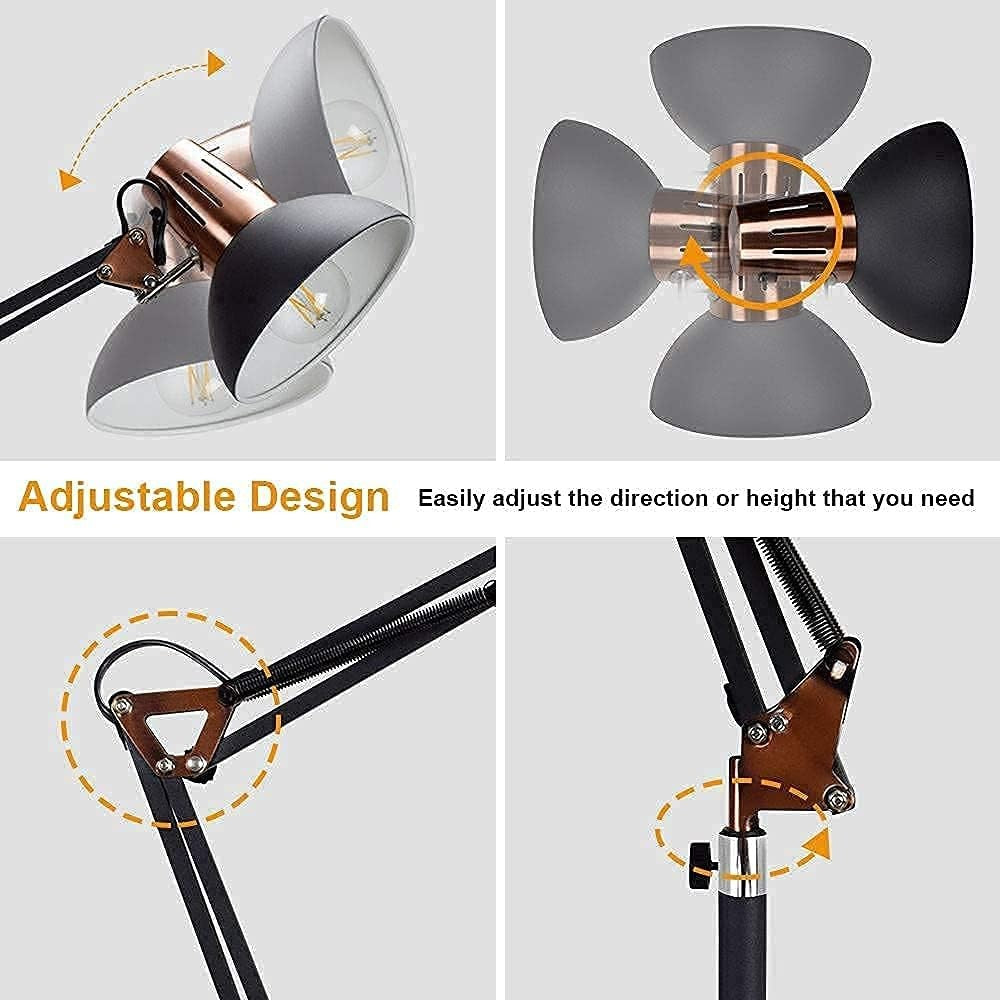 Adjustable Reading Floor Lamp LED Swing Arm Modern Standing Light Bedroom