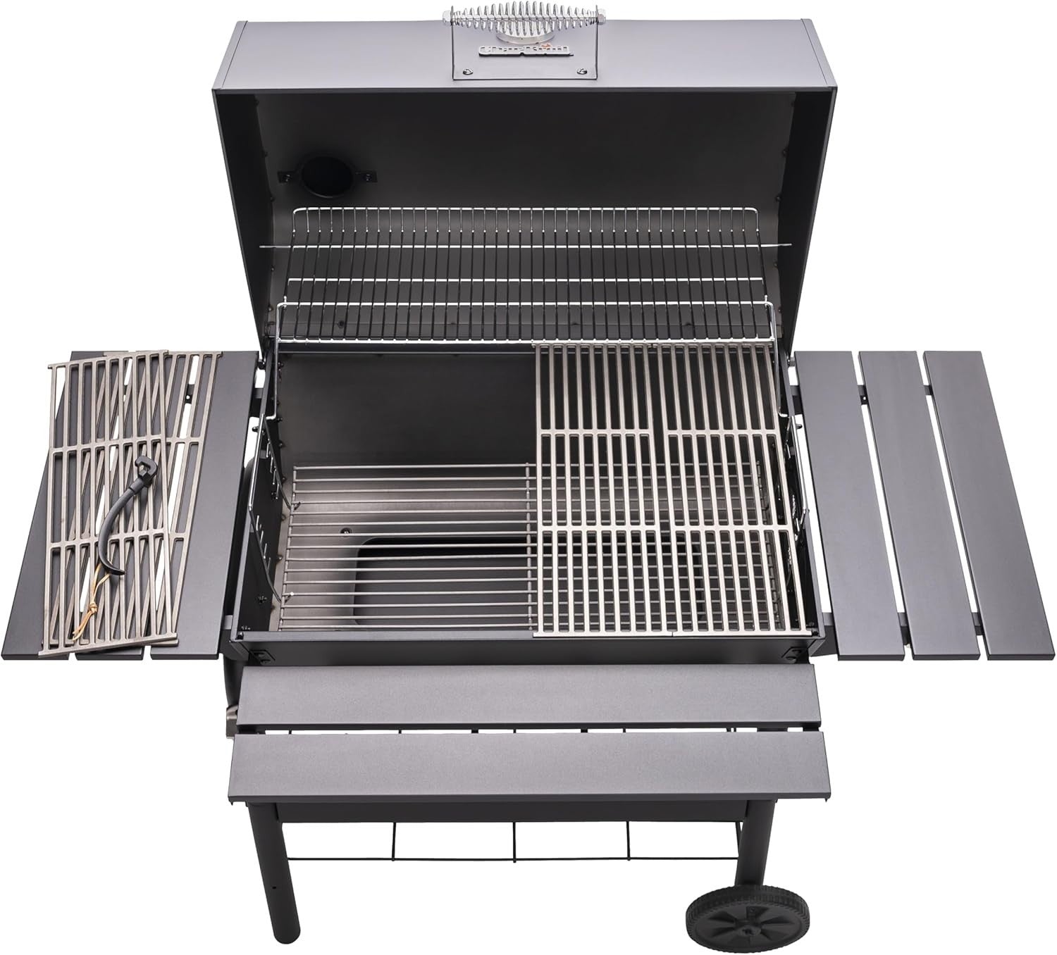 Large Charcoal BBQ Grill with Adjustable Grate & Side Shelf | Outdoor Smoker