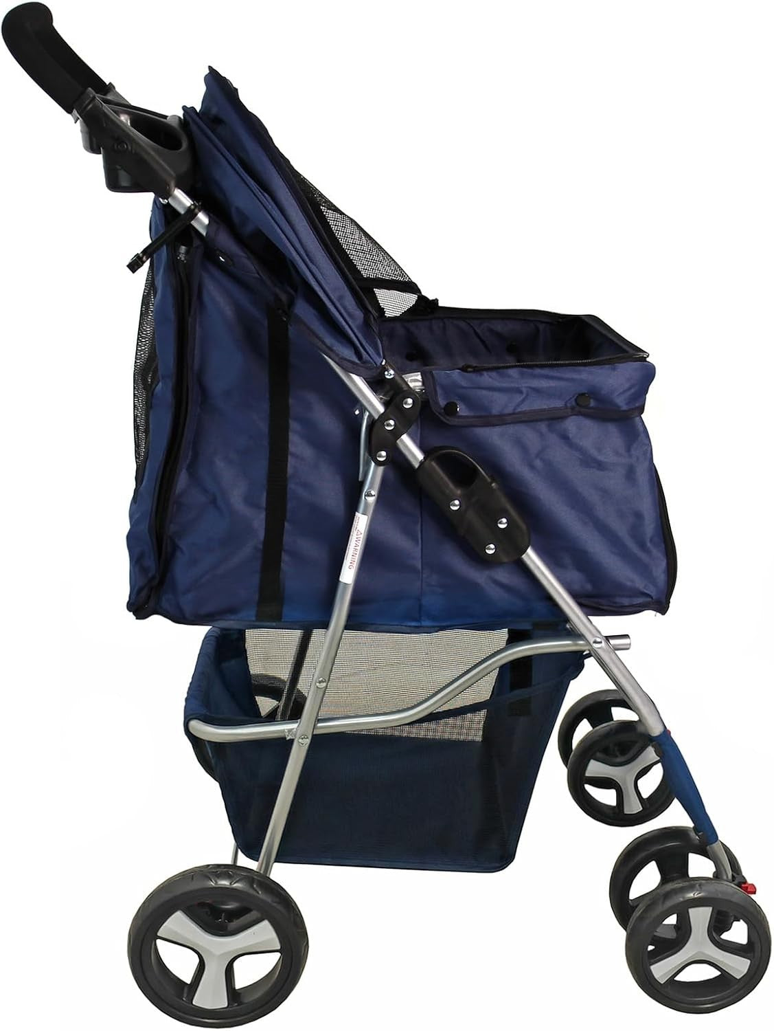 Pet Travel Stroller Dog Cat Pushchair Foldable Swivel Wheels 15kg Navy Blue