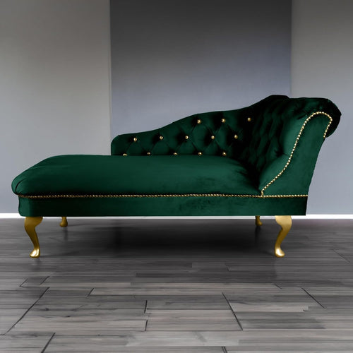 Velvet Chaise Lounge Sofa Tufted Right Hand Chair Jasper Bedroom Living