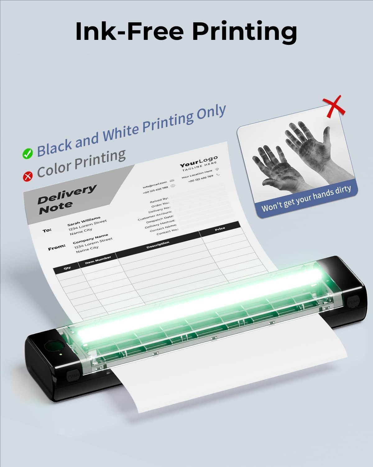 A4 Portable Thermal Printer Bluetooth Wireless Inkless Mobile