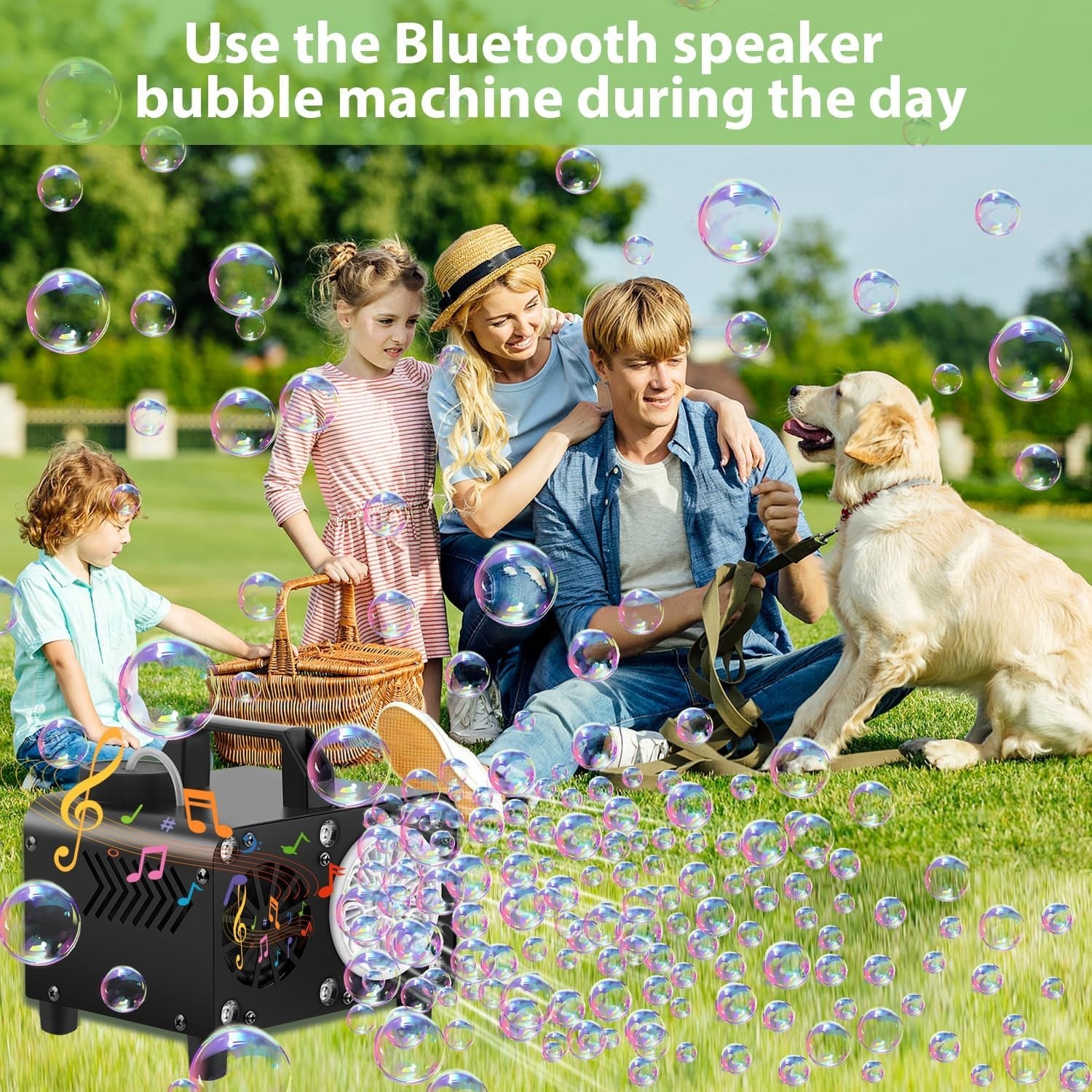 Bluetooth Speaker Bubble Machine LED Lights Remote Party Maker