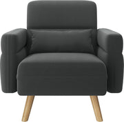 Modern Dark Gray Tub Chair with Lumbar Pillow & Side Pockets for Living Room