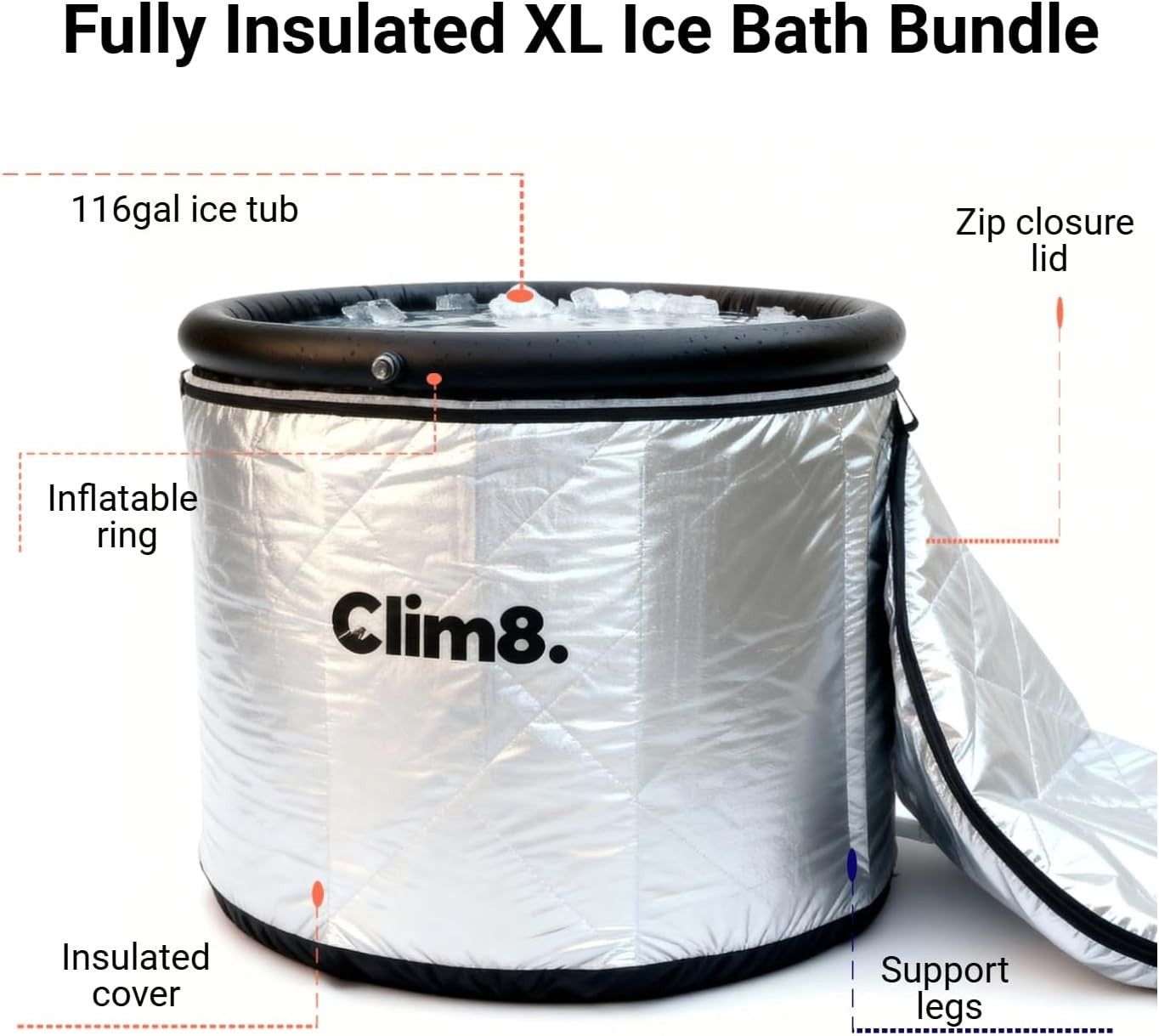Cold Plunge Ice Bath Tub 85-116 Gal with Cover for Home Recovery