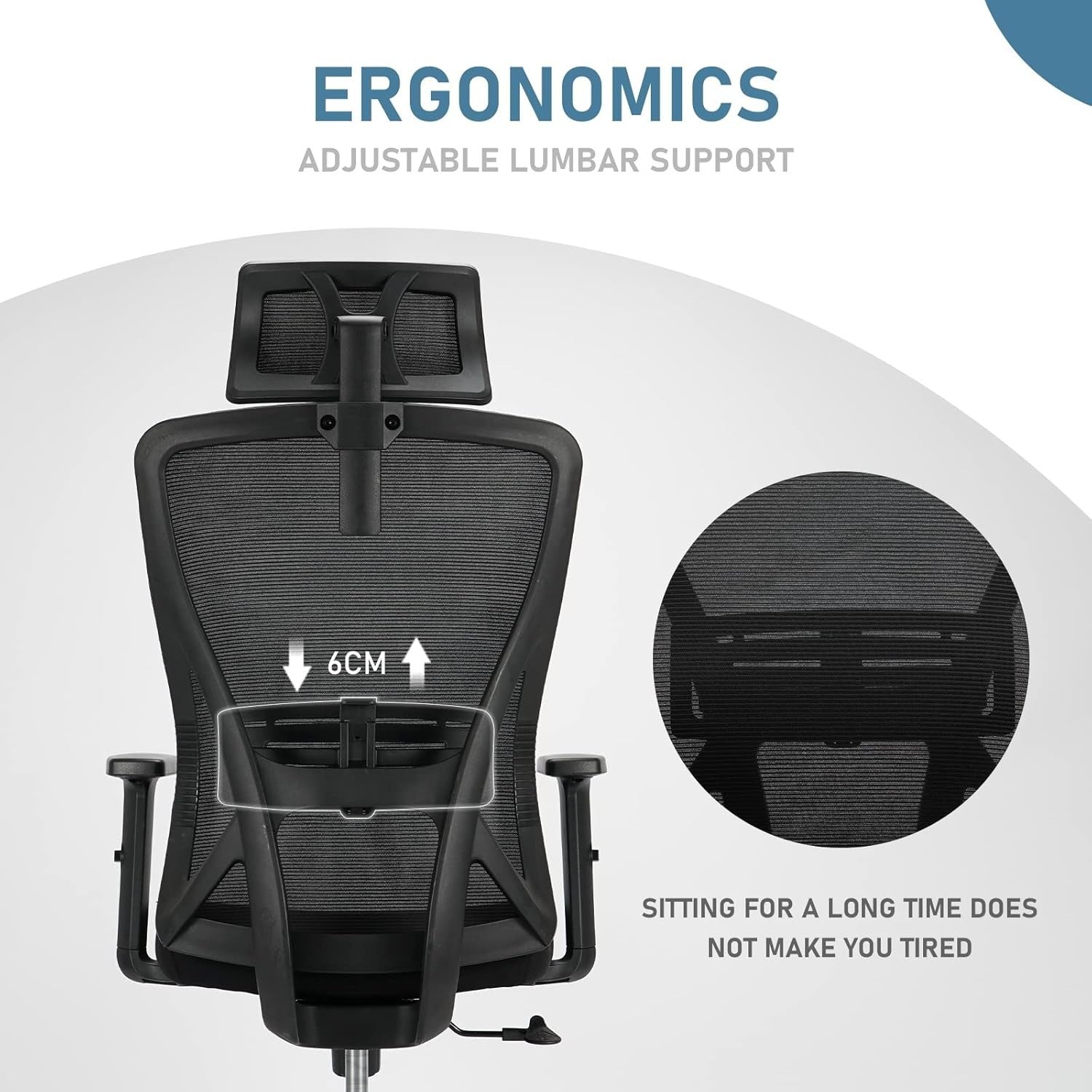 Ergonomic Office Chair Mesh Back Headrest Lumbar Support Swivel Desk Seat (65 ch