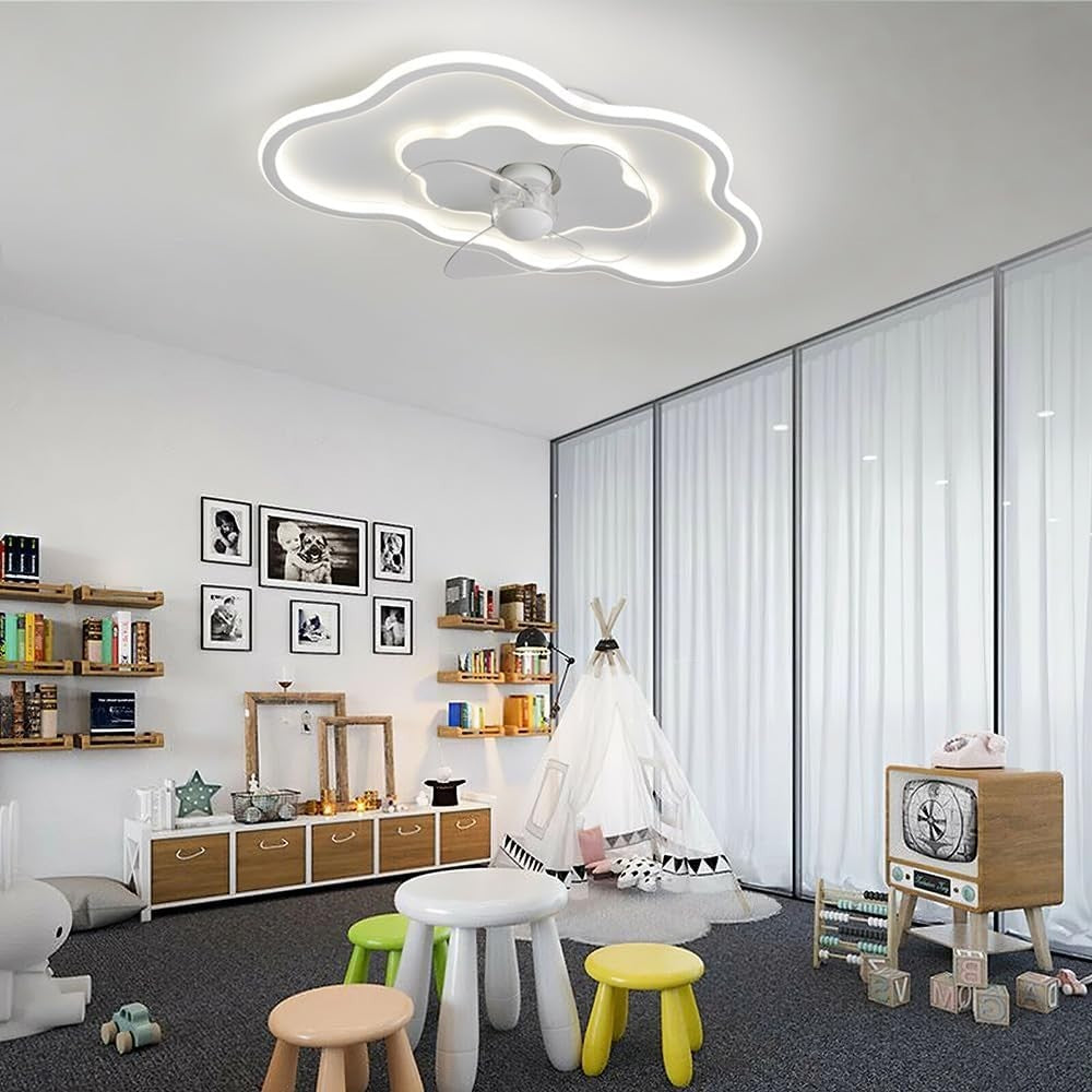 Warmiehomy 40CM Ceiling Fan with LED Light, 6-Speed, Reversible Motor, Remote