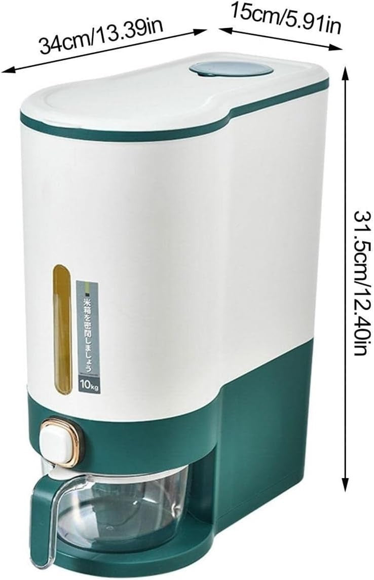 10KG Rice Storage Container One Touch Dispenser Airtight Grain Bin