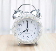 Luxury Rhinestone Alarm Clock Silent Non Ticking Extra Loud Twin Bell