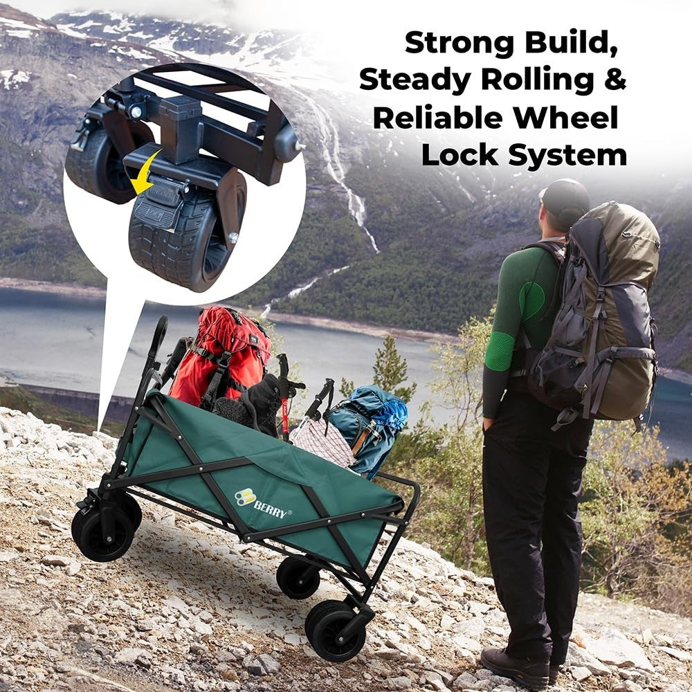 Heavy Duty Foldable Utility Wagon 150KG Beach Garden Cart with Wheels