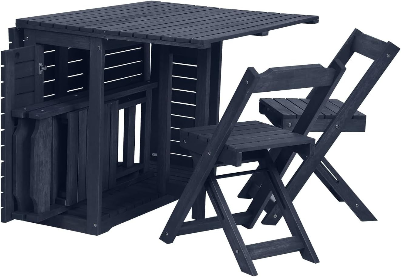 Folding Drop Leaf Dining Set Space Saving Table with 4 Chairs Indoor Outdoor
