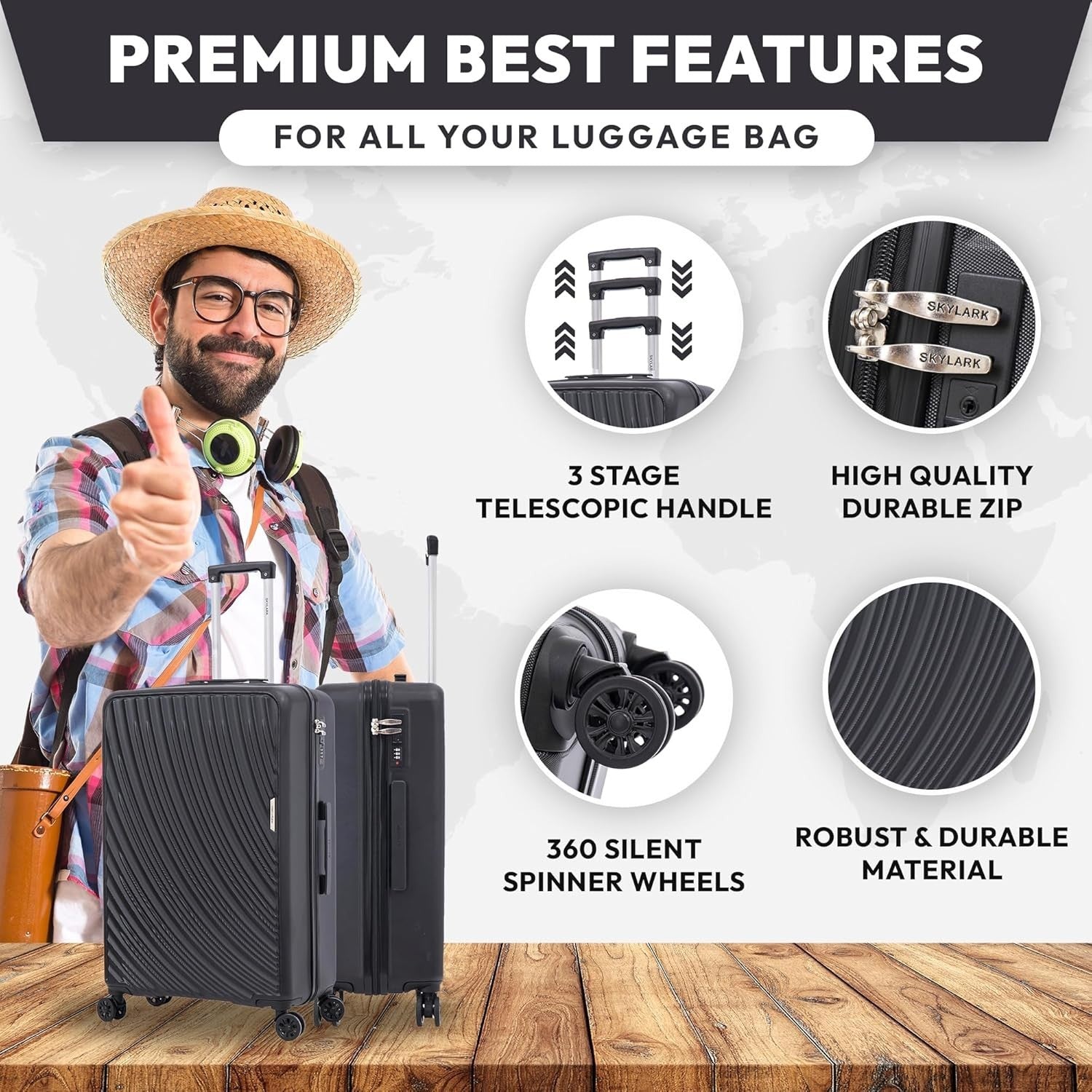 Lightweight Medium Check In Suitcase 24 Inch ABS Hard Shell 4 Spinner