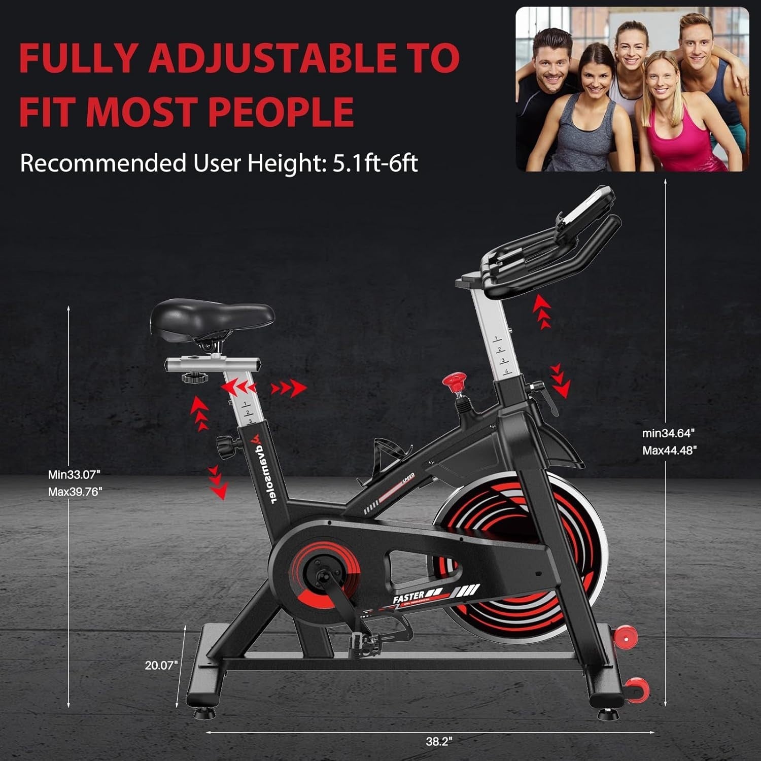 Quiet Magnetic Spin Bike w/ LCD Display, App Support, 30lb Flywheel