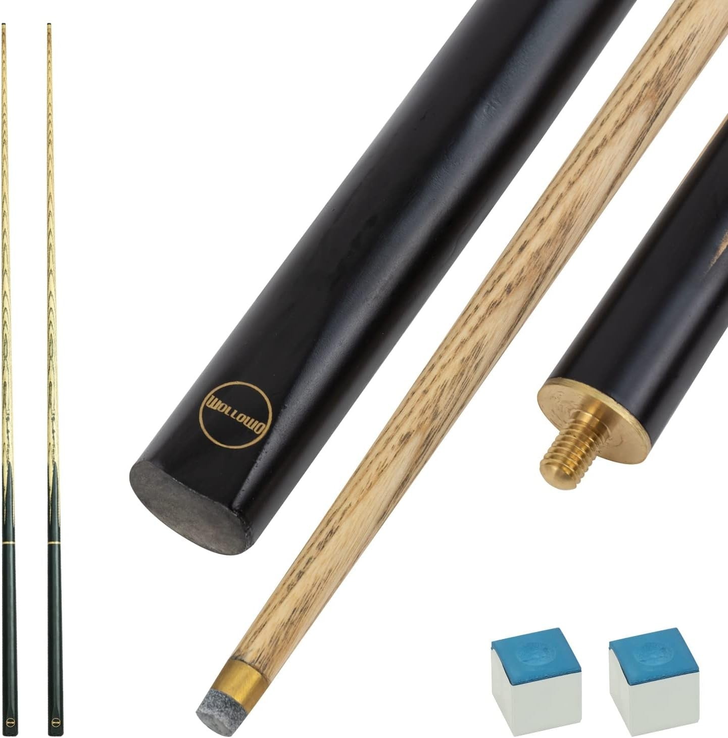 2 Pack 57in Snooker Pool Cues White Ash Wood 11mm Tip