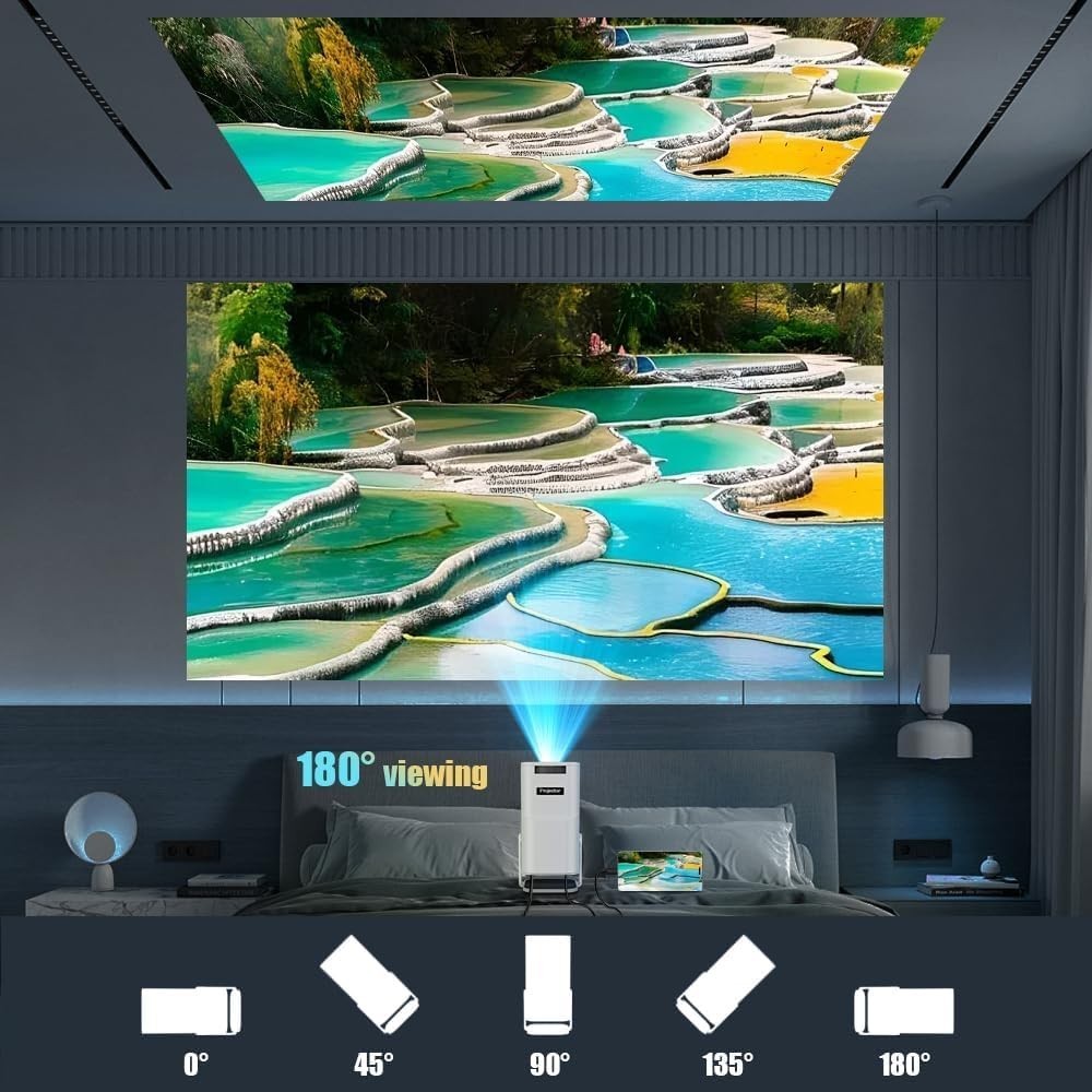 4K Smart Mini Projector WiFi 6 Bluetooth Android Portable White