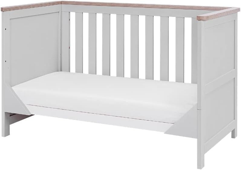 3in1 Baby Cot Bed Convertible Toddler Day Bed Adjustable Height Oak Grey 140x70
