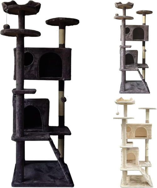 138cm Cat Tree Tower Condo Multi Level Scratching Posts Plush Indoor Cats