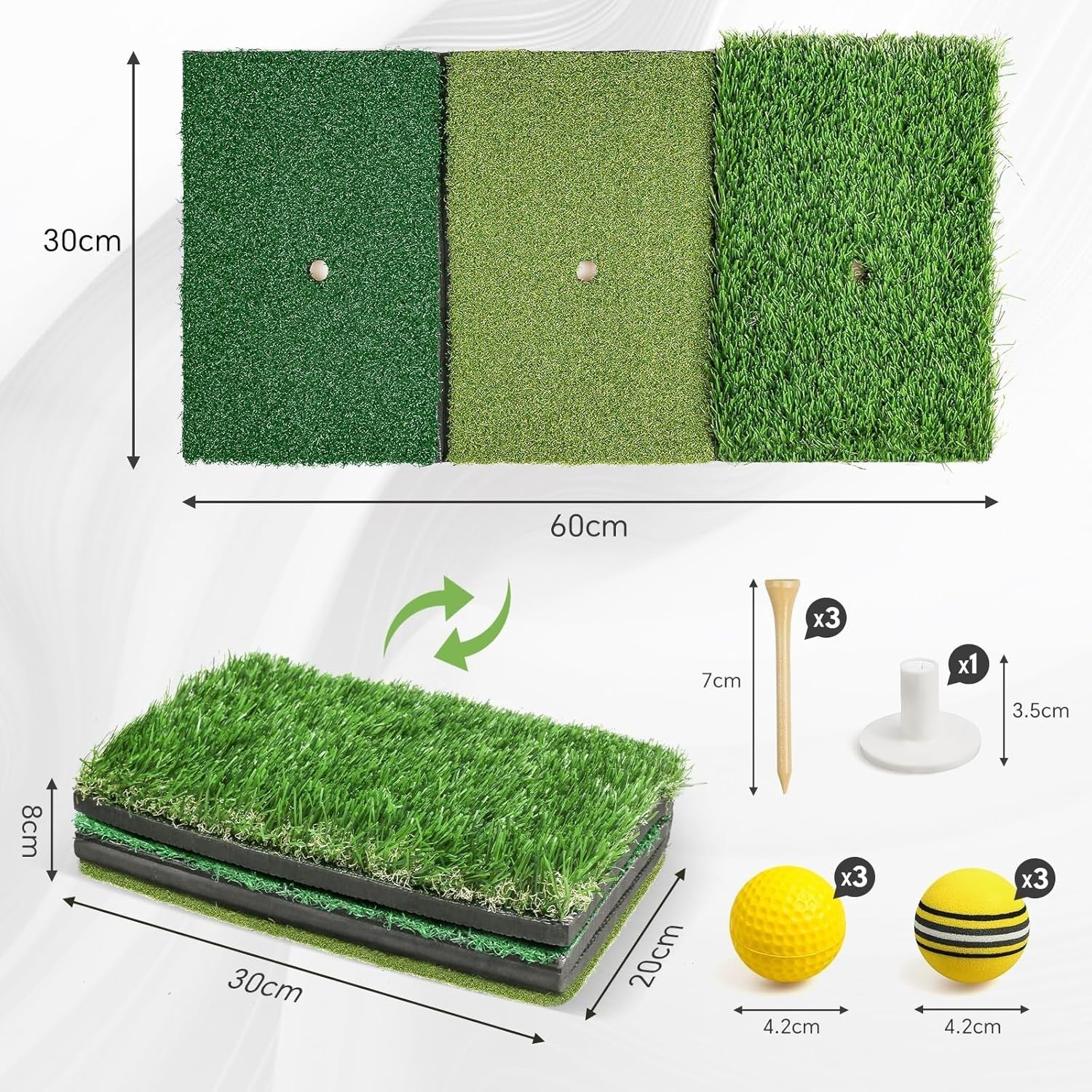 Golf Hitting Mat Practice Turf Indoor Outdoor Training Pad with Tees