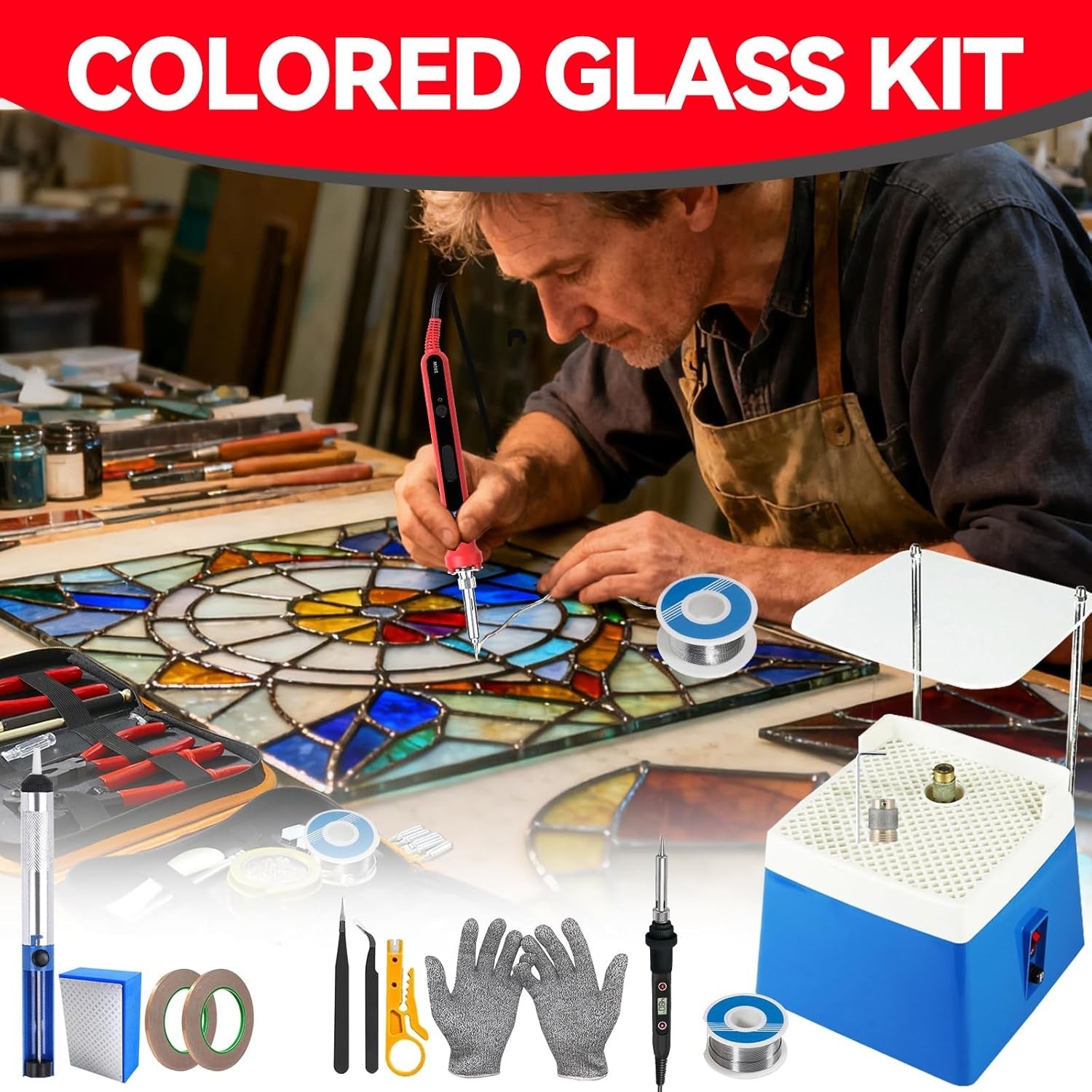 Stained Glass Grinder Kit 32pcs Glass Grinding Machine 4200RPM DIY Crafts