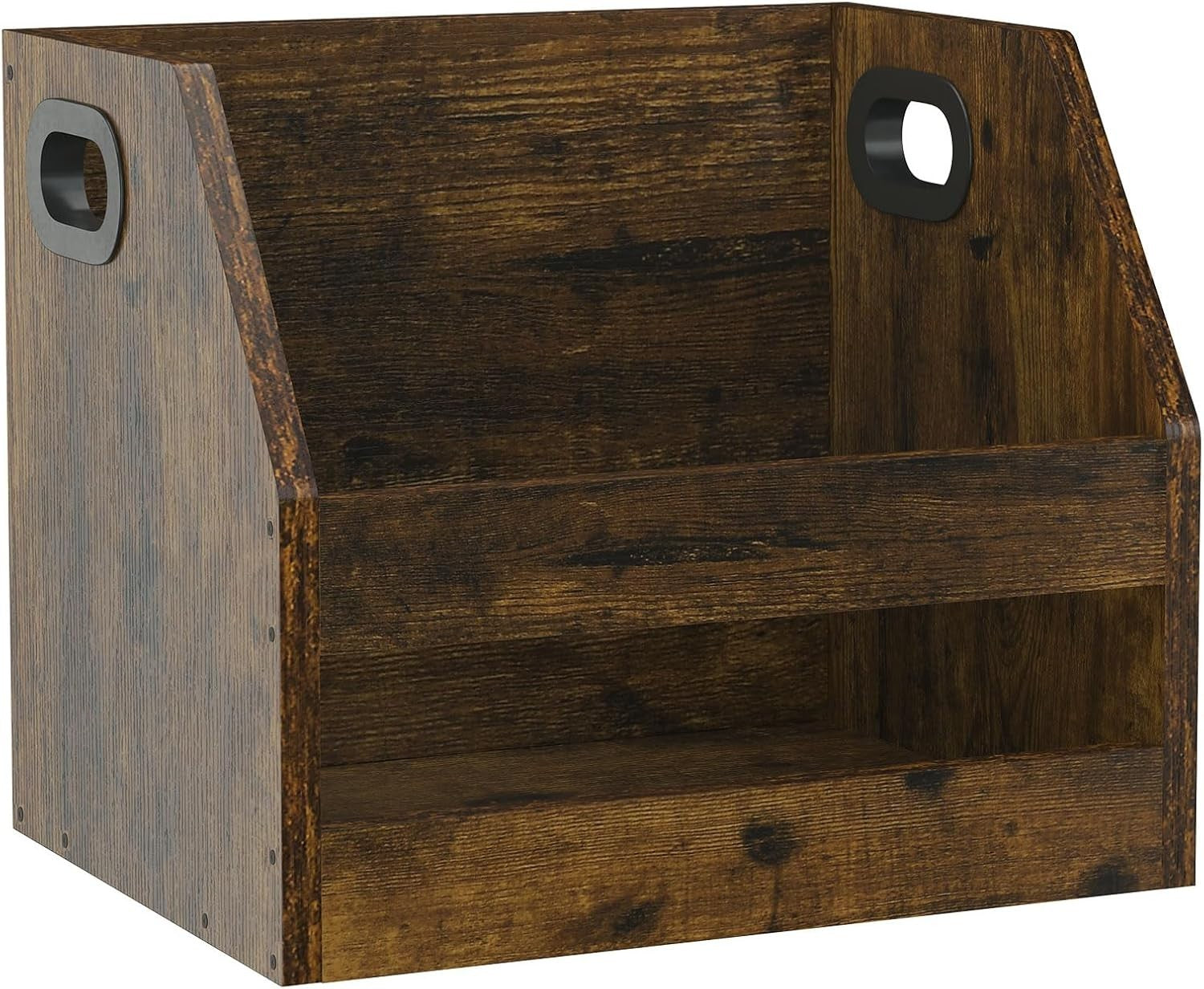 Vinyl Record Storage Crate LP Album Holder Rack Desktop Organizer Brown