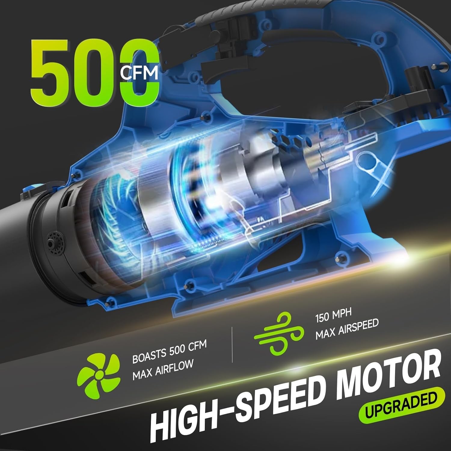 Cordless Leaf Blower 18V 500CFM 150MPH Handheld Garden Patio Car Air Blower