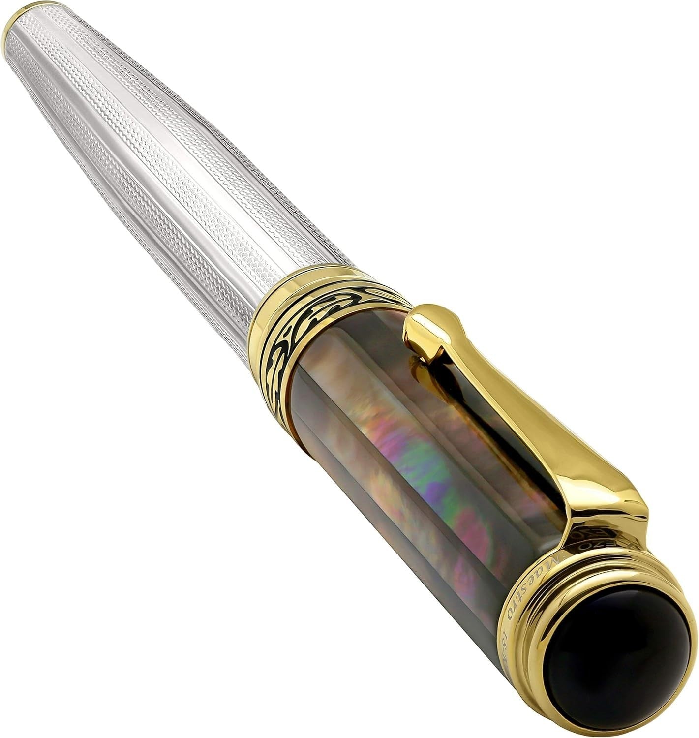 Luxury Black Mother of Pearl Fountain Pen Fine Nib Refillable 148mm