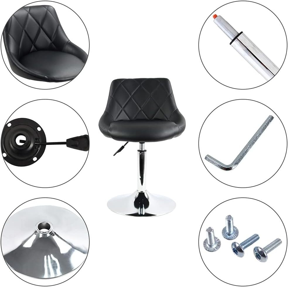 Adjustable PU Leather Swivel Bar Stool | Low Counter Breakfast Chair