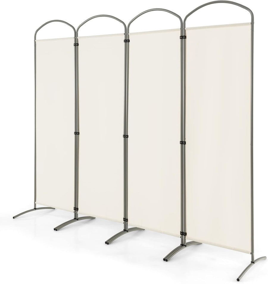 4 Panel Cream Folding Room Divider Privacy Screen for Bedroom Office 188cm High