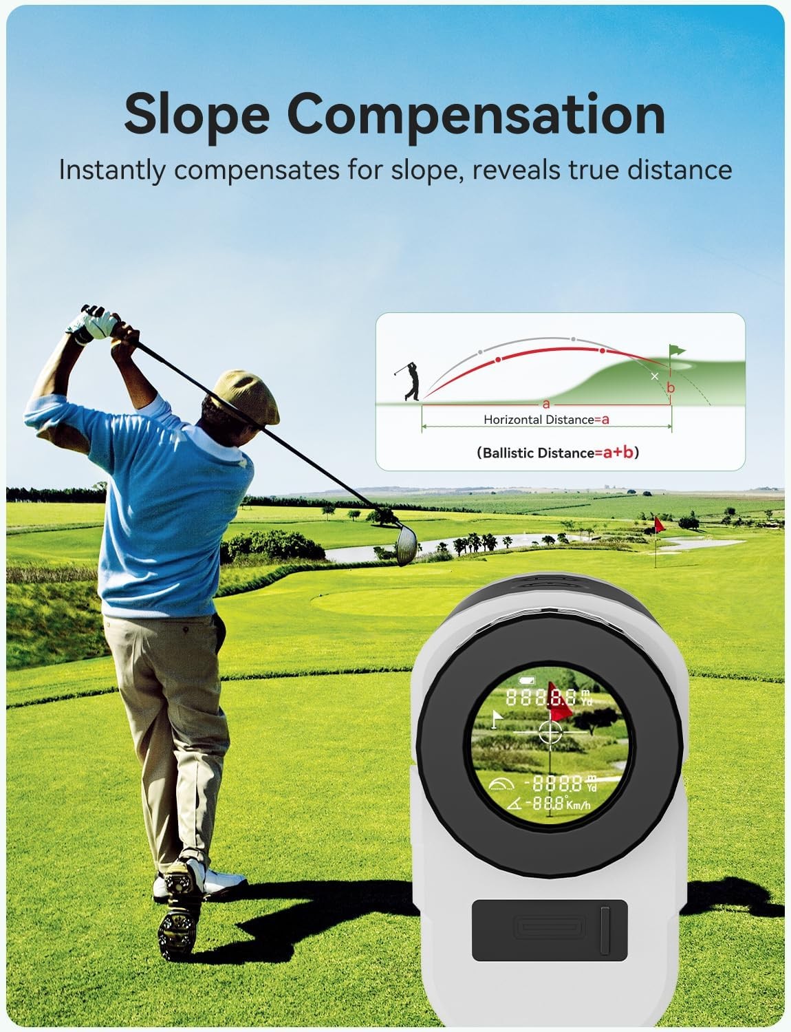 Golf Range Finder 1000 Yards Slope Flag Lock Rechargeable Laser