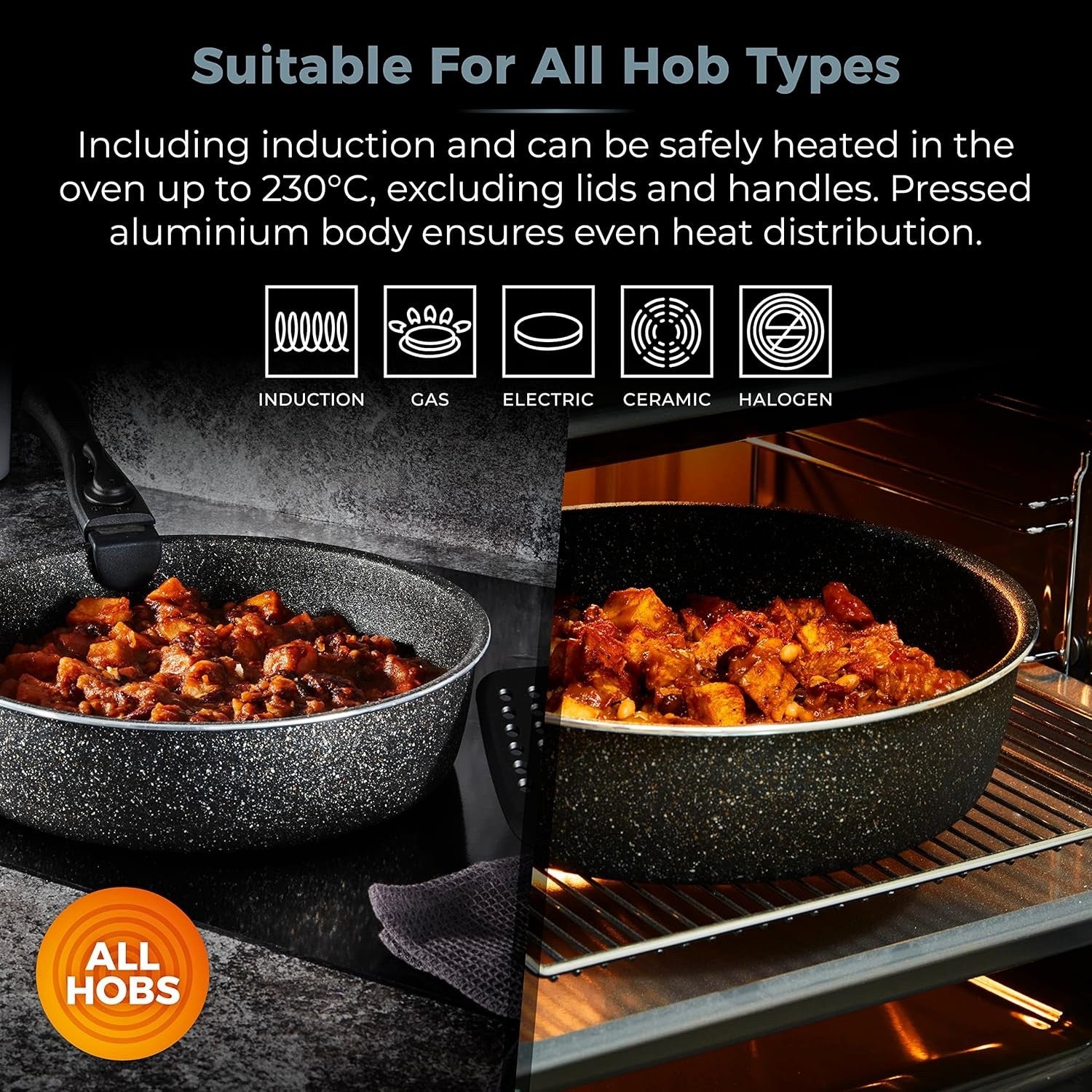 13pcs Black Non Stick Cookware Set  Stackable Pans with Detachable Handle
