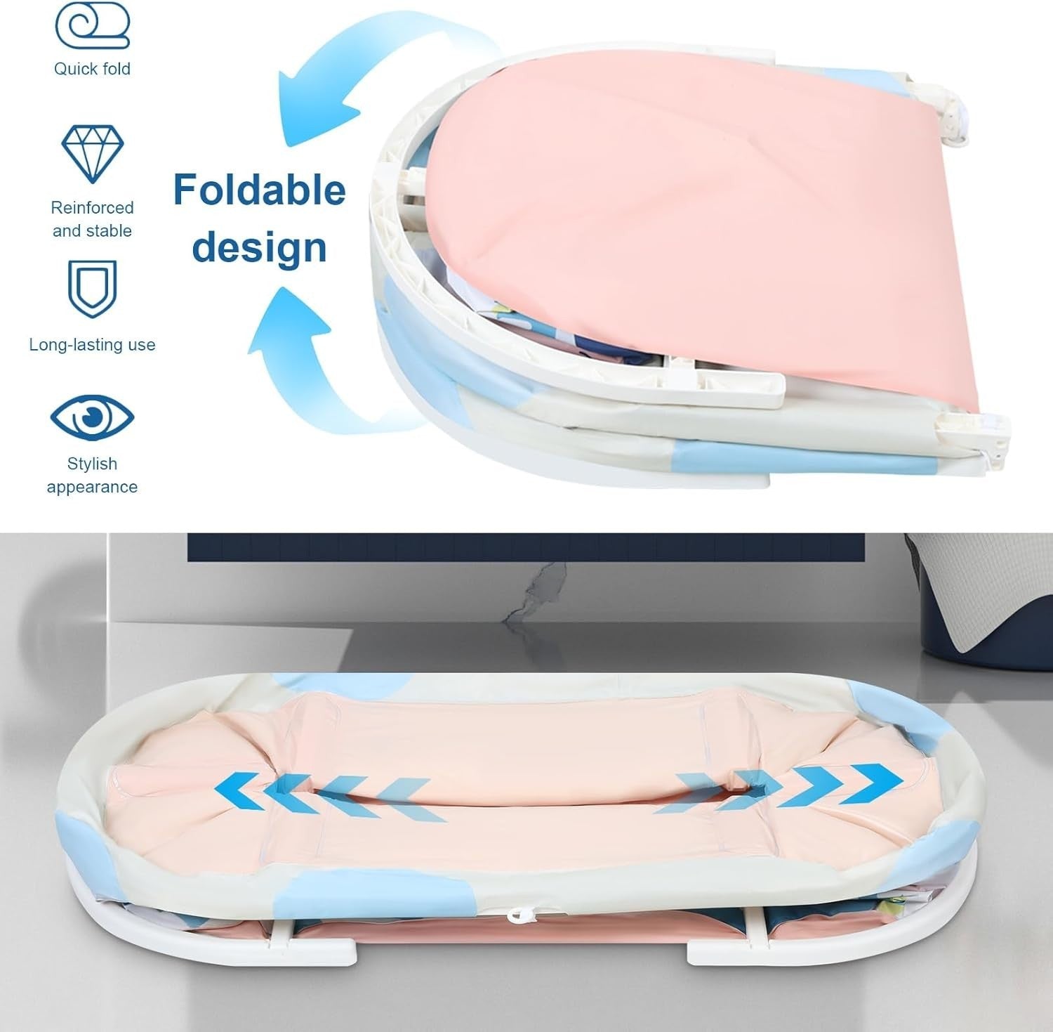 Portable 45" Foldable Bathtub Adult Family Spa Tub Freestanding