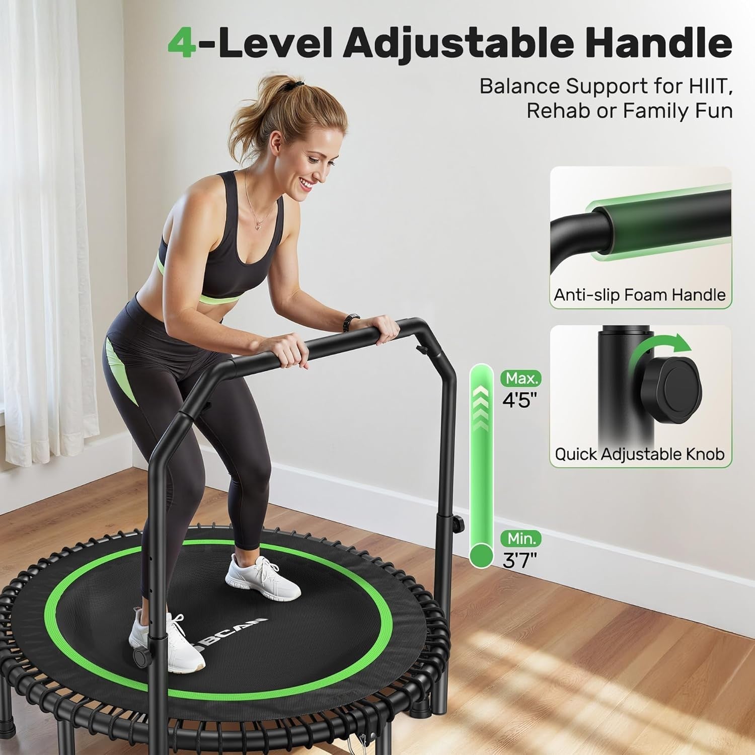 48in Heavy Duty Foldable Rebounder Trampoline Silent Bungee 250KG