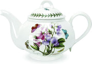 1.1L Floral Teapot White Earthenware Tea Pot Dishwasher Safe 2 Pint