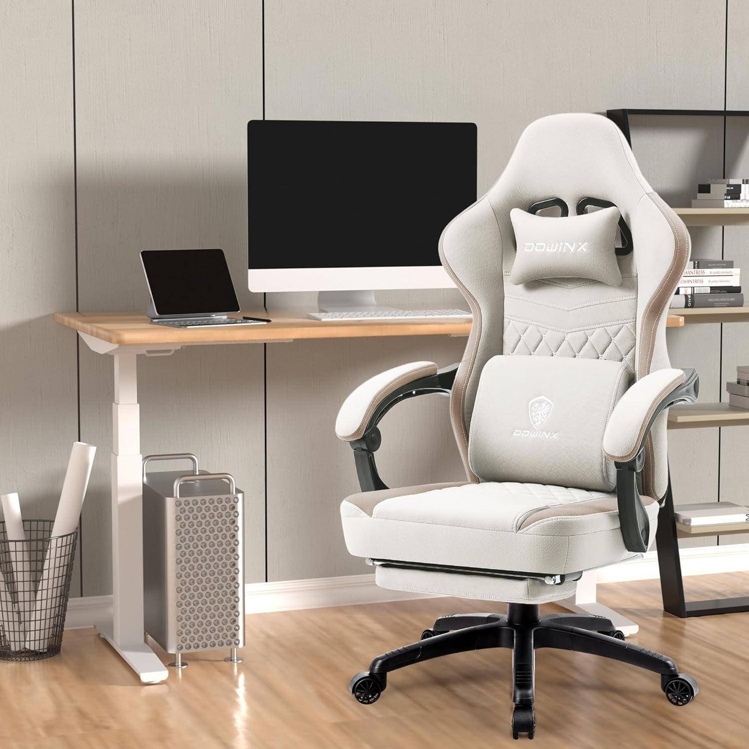 Massage Gaming Chair Fabric Recliner w/ Footrest 150kg Pocket Spring
