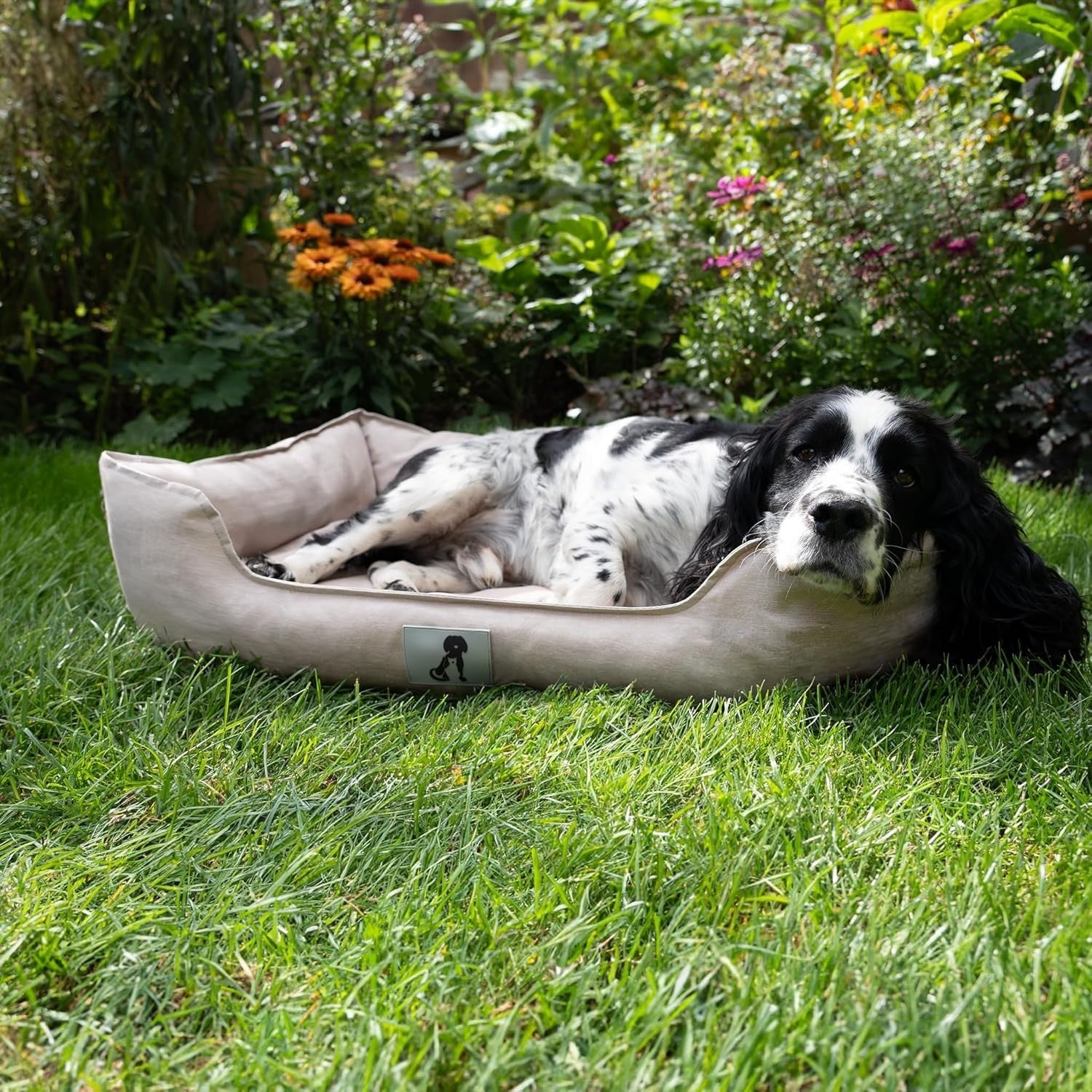 Large Waterproof Dog Bed 90x70cm Washable Basket Cream
