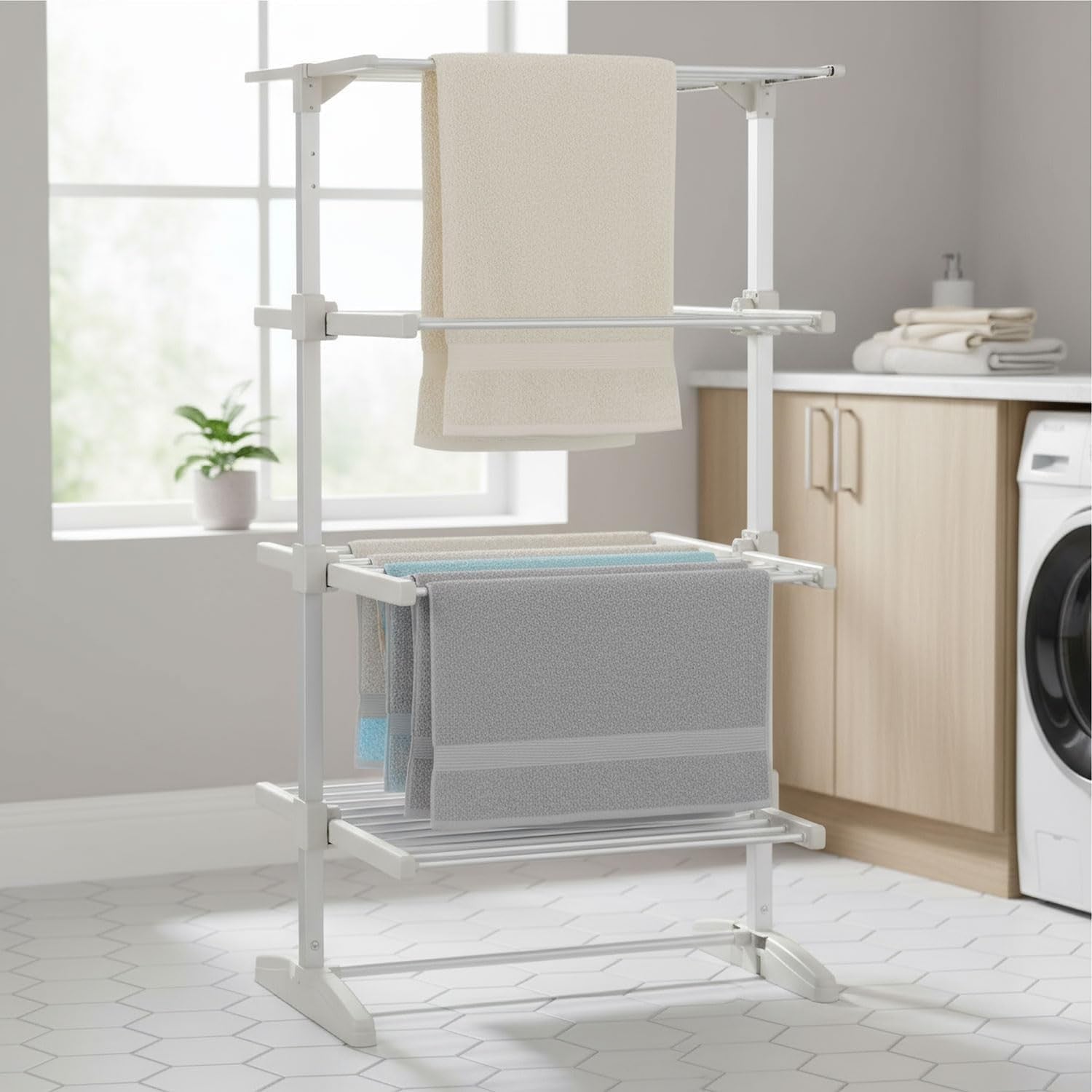 4 Tier Heated Clothes Airer Electric Indoor Drying Rack 36 Rails Timer 330W