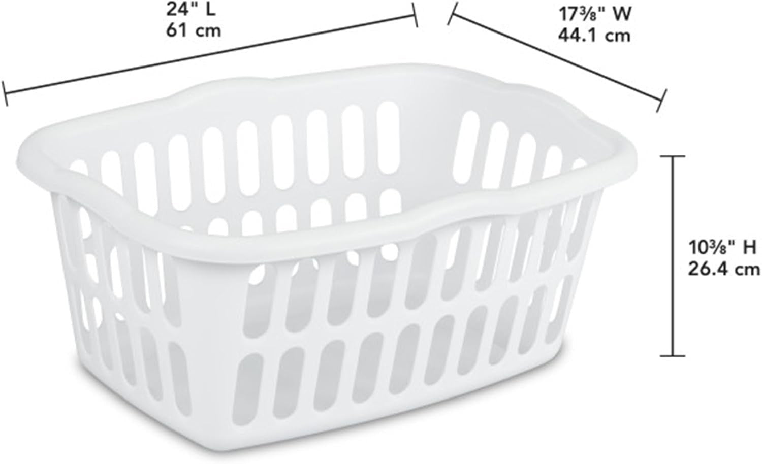 12-Pack Laundry Baskets White Plastic Hampers Rectangular 61cm Durable Handles