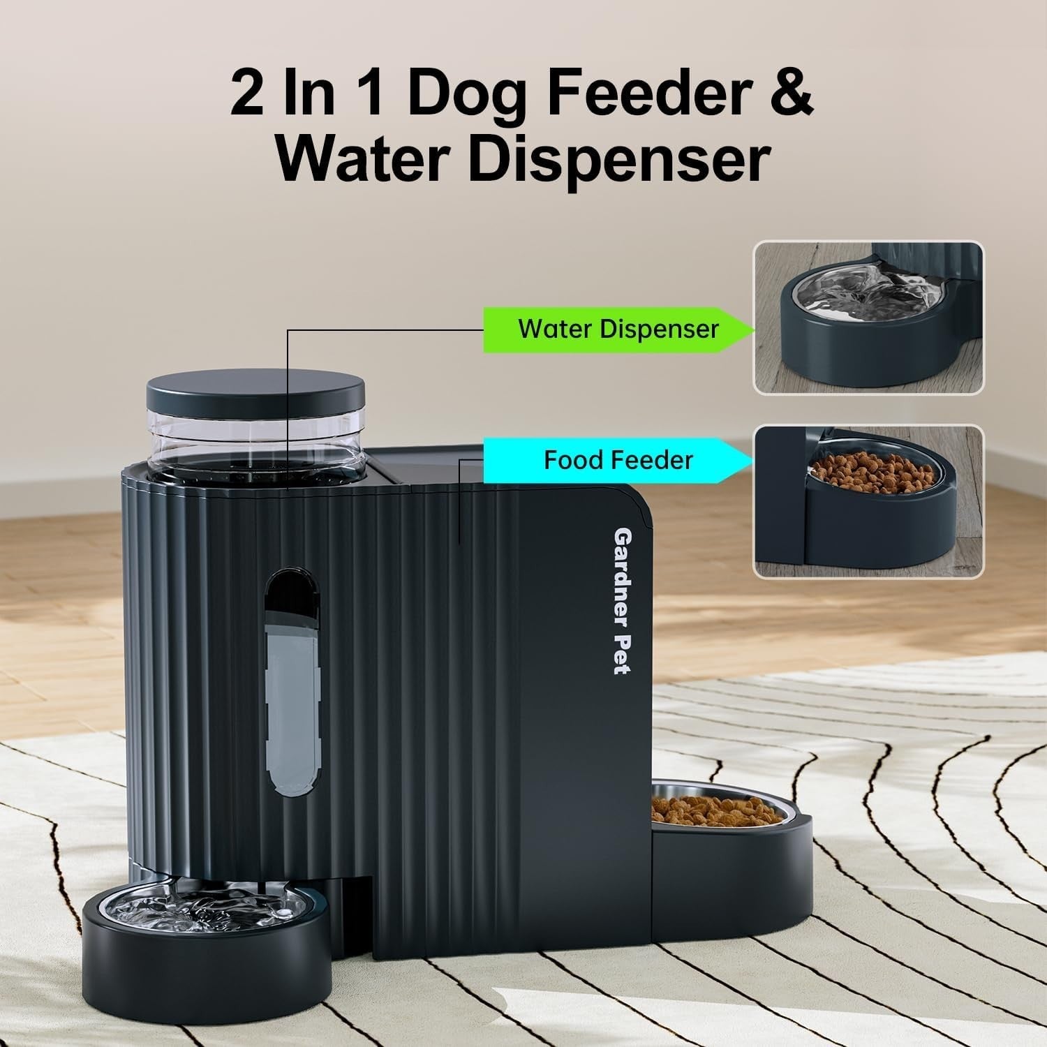 2 in 1 Pet Feeder Water Dispenser 6L Gravity Food Station BPA Free