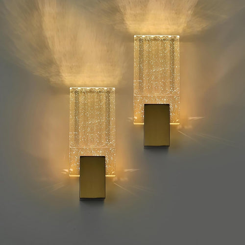 Modern Gold LED Crystal Wall Lights 2-Pack | 3-Color Luxury Indoor Sconces