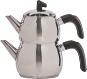 Stainless Steel Turkish Tea Pot Set 2.6L Infuser Kettle Induction