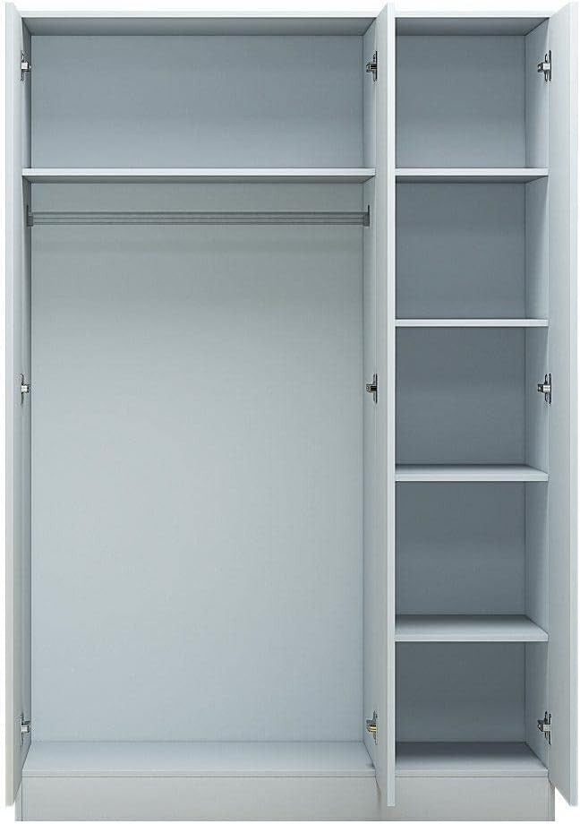 High Gloss 3 Door Bedroom Wardrobe with Hanging Rail & Shelves – Modern Style