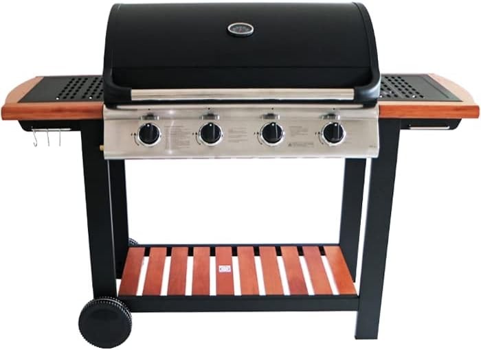 4 Burner Gas BBQ Grill with Side Shelves Heavy Duty Outdoor Garden Party Set