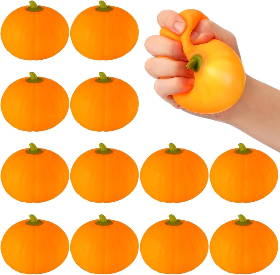 12pcs Pumpkin Stress Balls Mini Fall Squeeze Fidget Toys Anxiety Relief