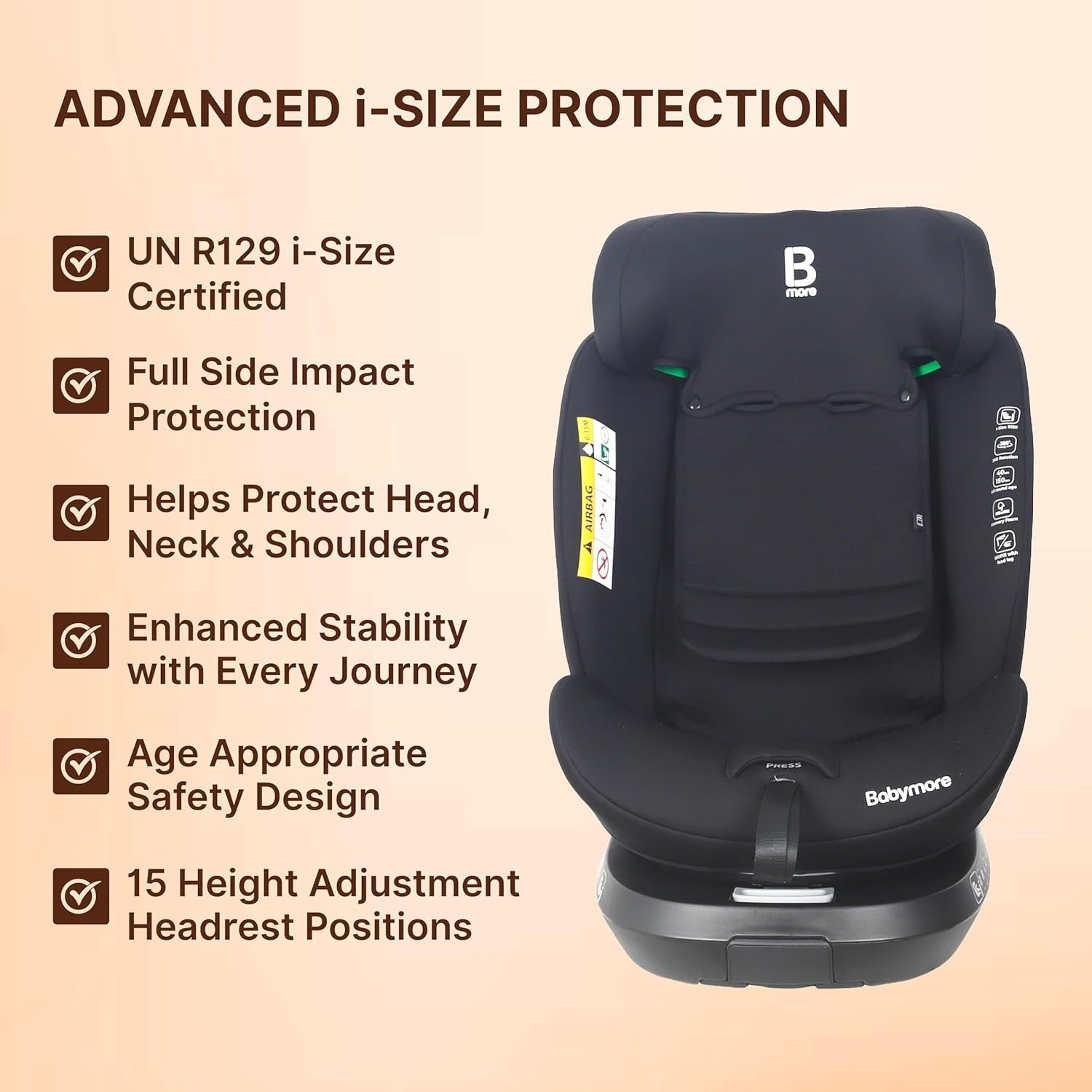 360° Swivel i-Size Baby Car Seat ISOFIX 0–12 Years Rear & Forward Facing