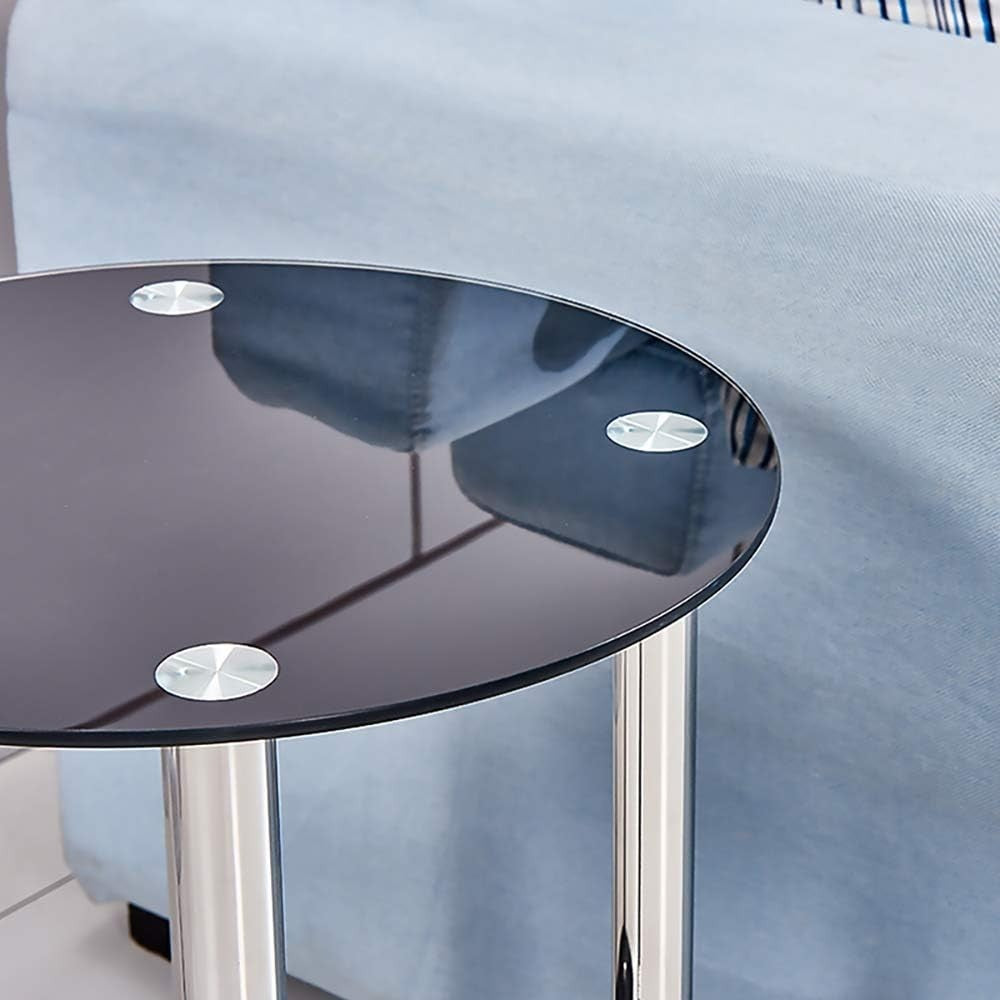 Set of 3 Glass Nesting Coffee Tables 2 Tiers Round/Rectangular Modern Chrome Leg