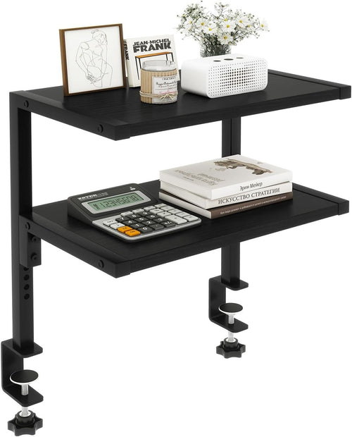 Clamp-On 2-Tier Adjustable Desk Shelf, 12.9" Storage Rack for Office