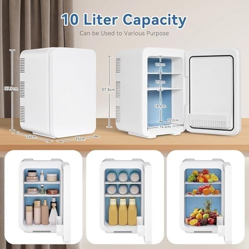 Portable Mini Fridge Cooler Warmer 10L Compact White Marble AC/DC Use