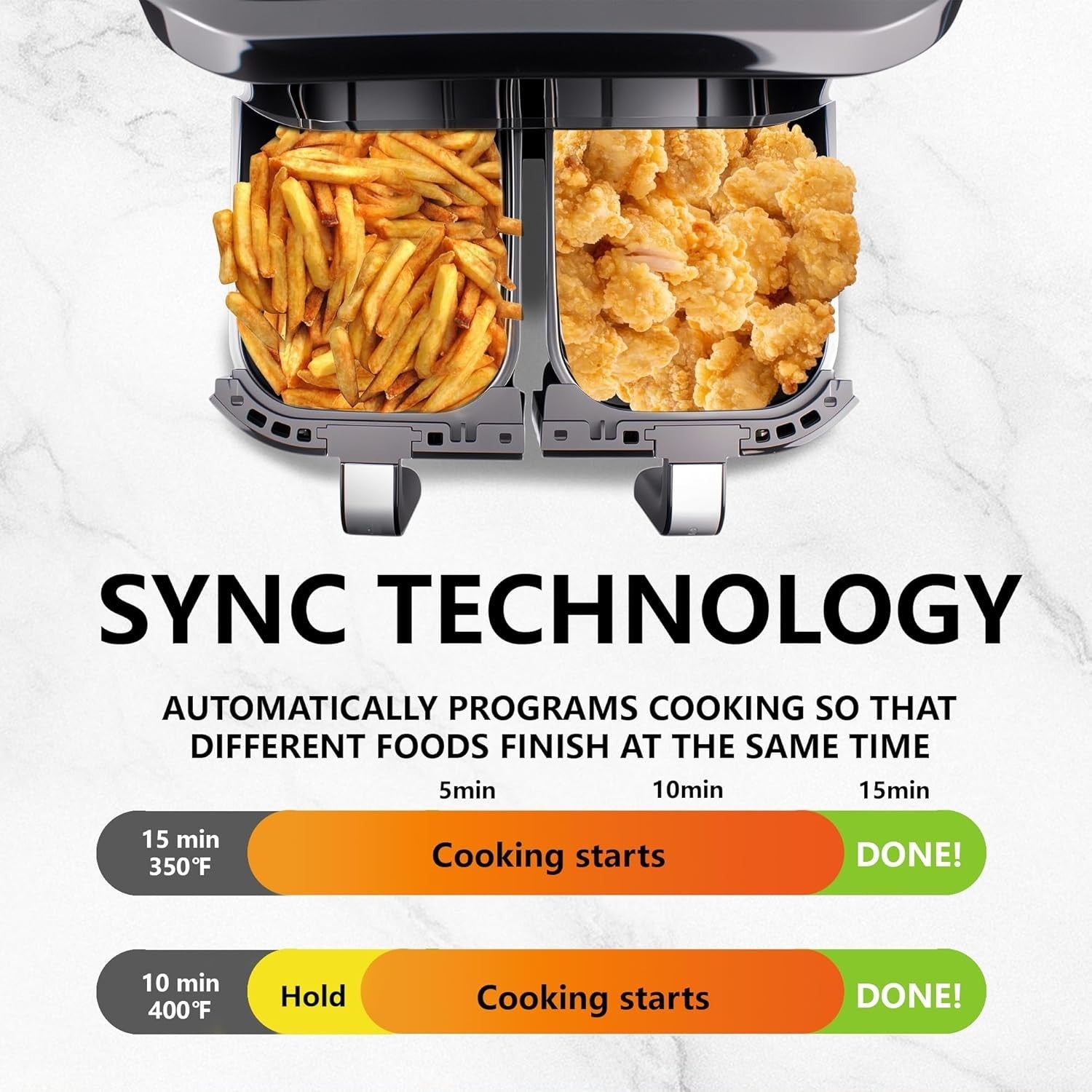 9L Dual Drawer Air Fryer 2400W 11 Presets Sync Finish No Oil Touchscreen