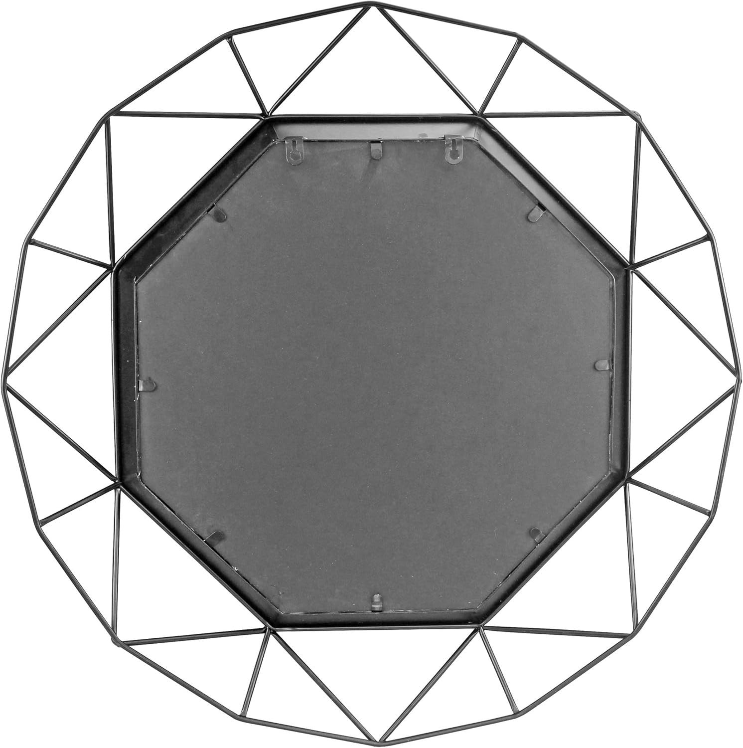 28" Black Geometric Wall Mirror Octagon Metal Frame for Bedroom Hallway